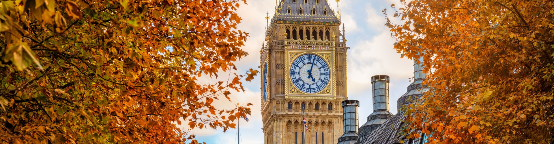 Elizabeth Tower, London, in autumn.