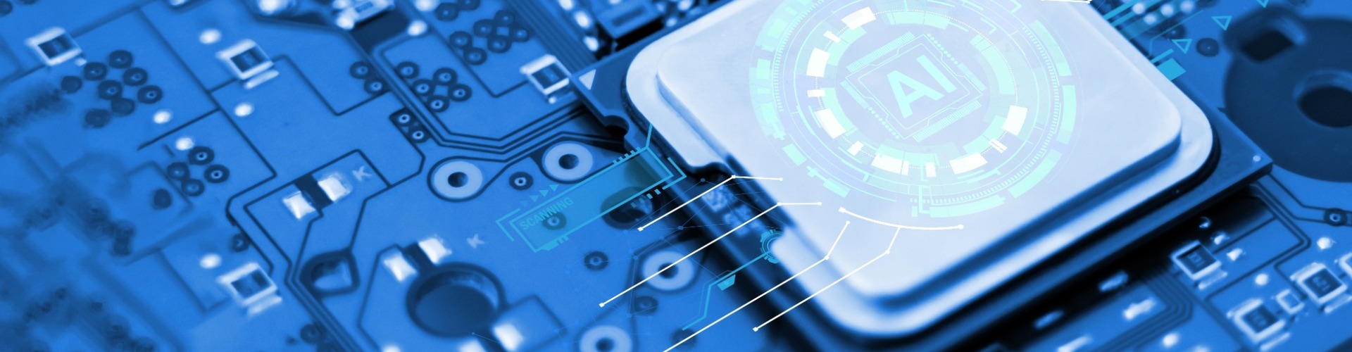 A computer central processing unit with “AI” written on it.