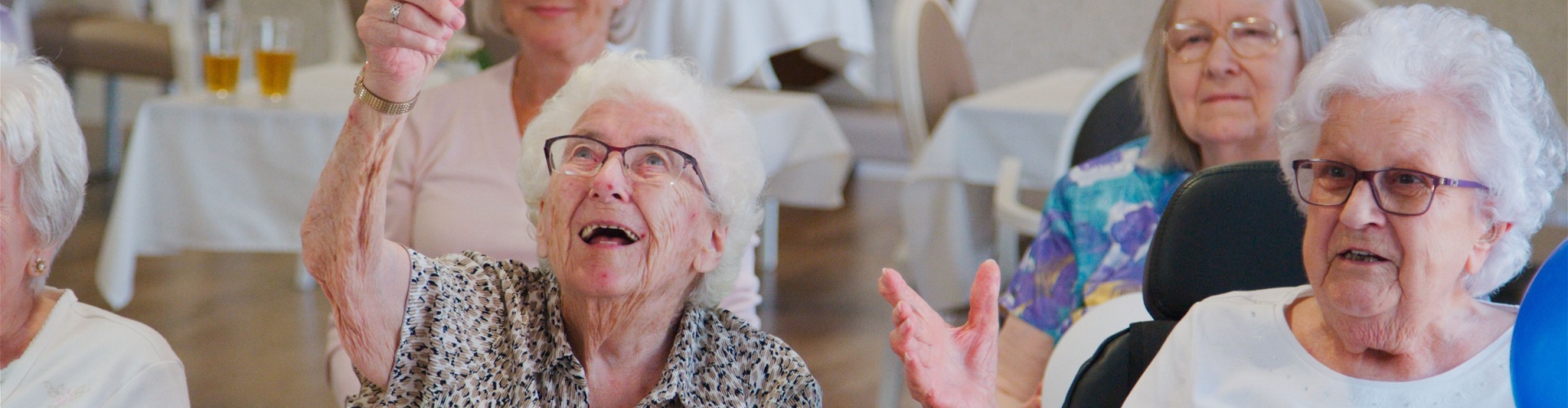 A group of seniors in a retirement home.