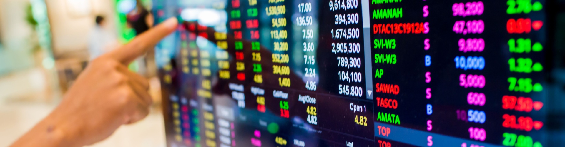 A screen displaying stock market data.