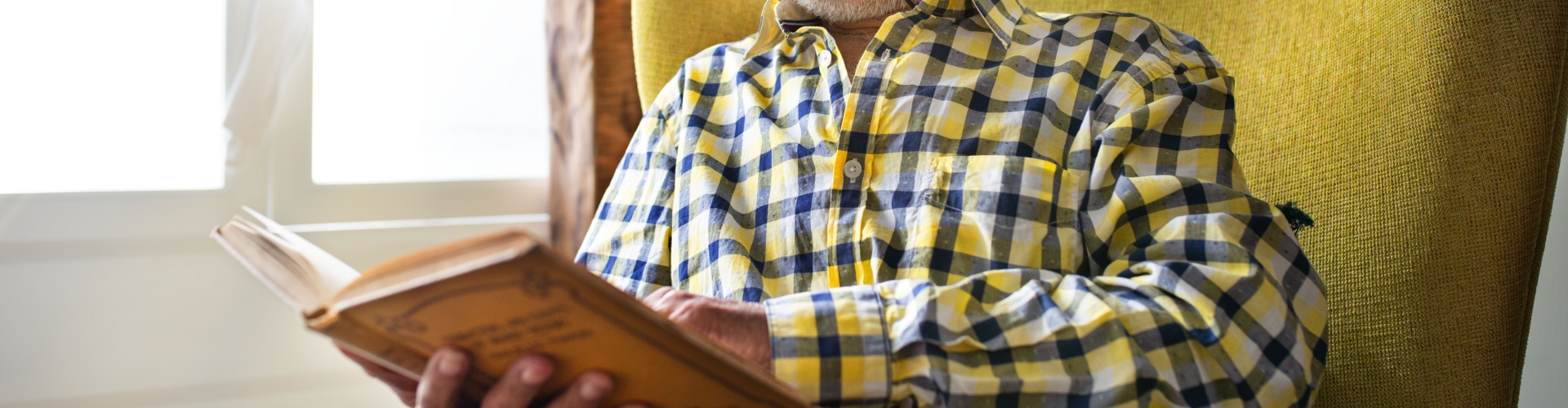 A man reading a book.