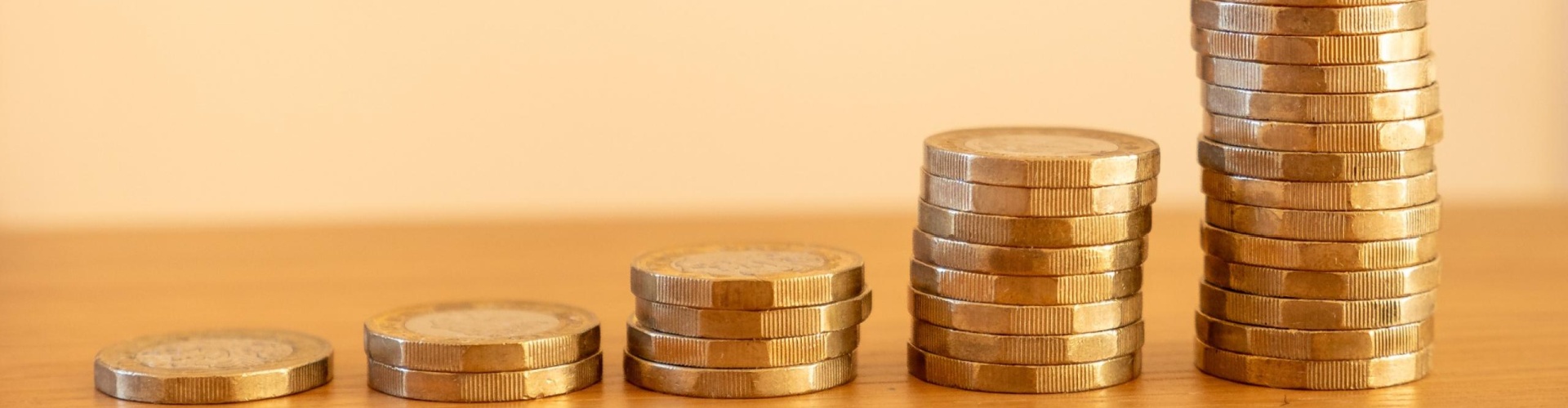 Stacks of £1 coins.