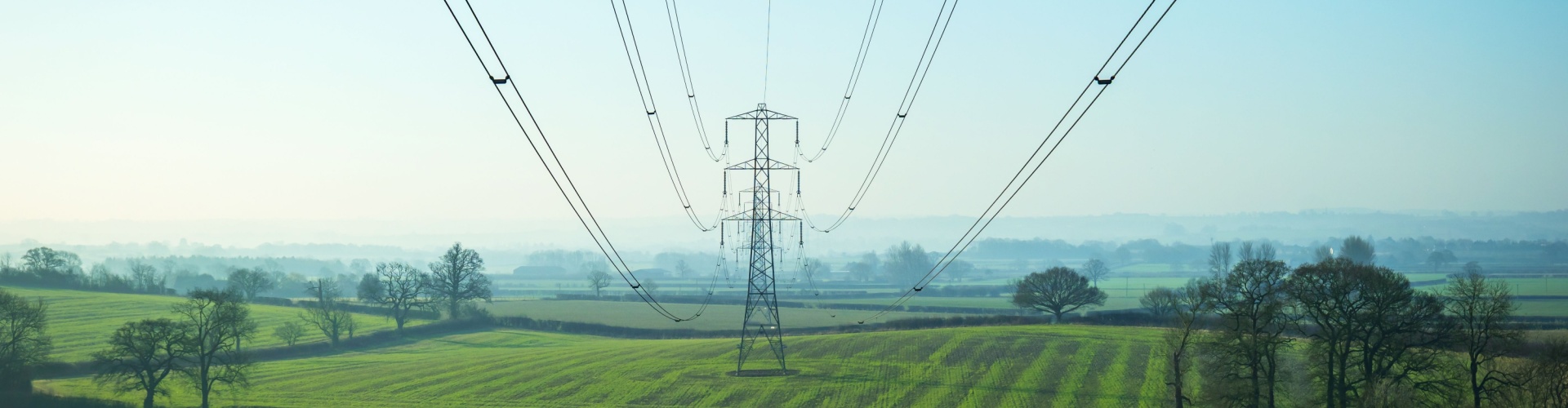 Power lines in Kent, UK.