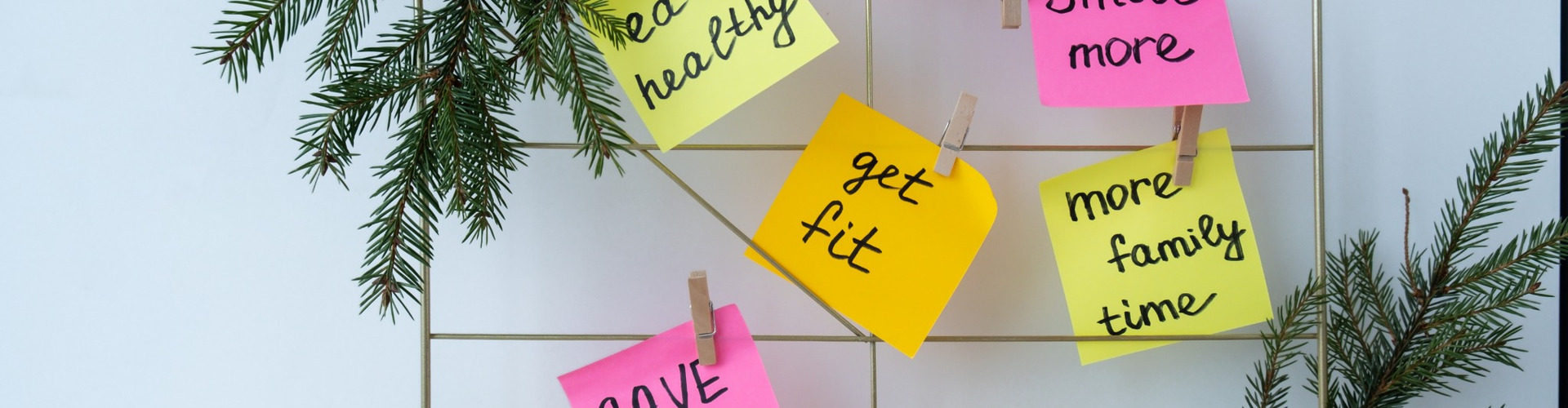 Set of goals on a vision board.