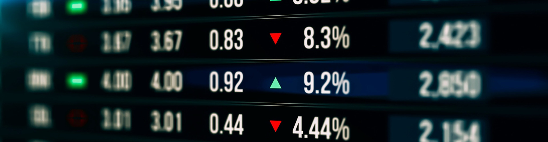 A screen showing stock market movements.